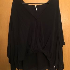 Black flowy Free People mid sleeve top